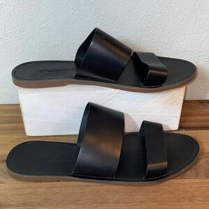 Madewell Black Leather Slide Sandals Women’s Size 10